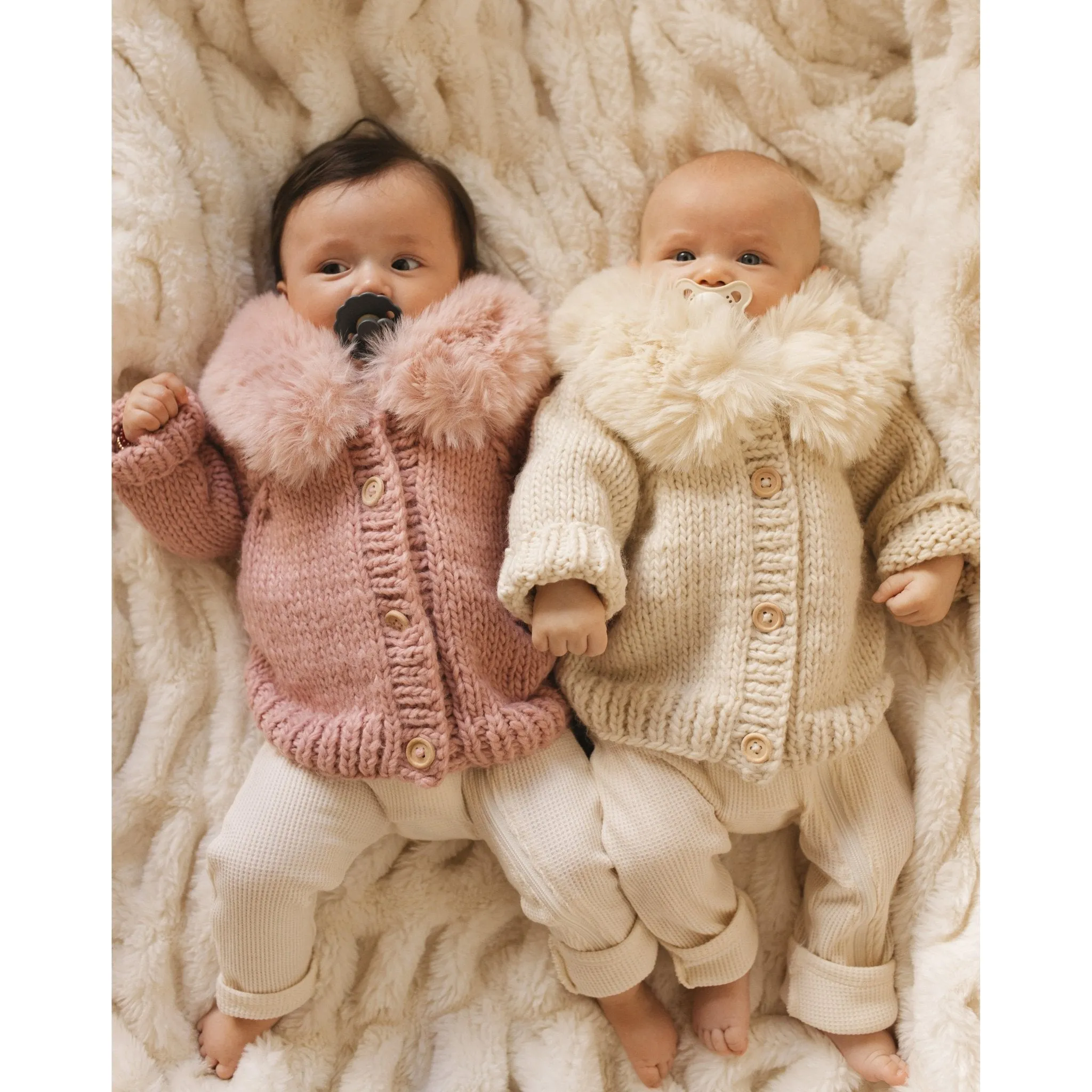 Fur Collar Natural Cardigan Sweater for Baby & Toddler