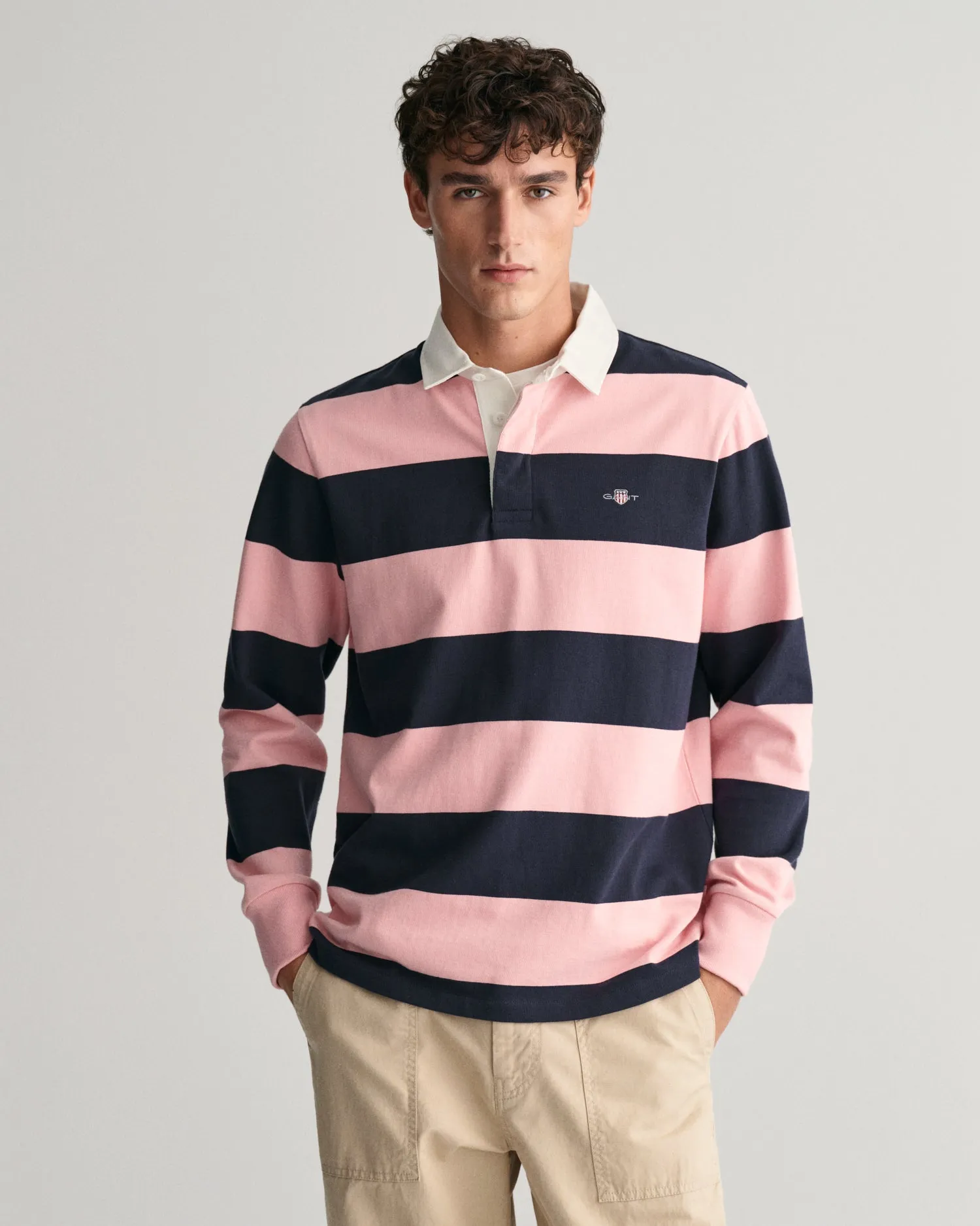 GANT - Reg Shield Barstripe Heavy Rugger, Bubblegum Pink