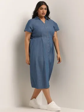 Gia Blue Solid Denim Dress