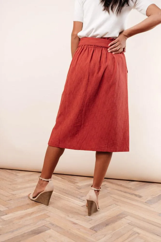 Ginger Midi Skirt in Rust