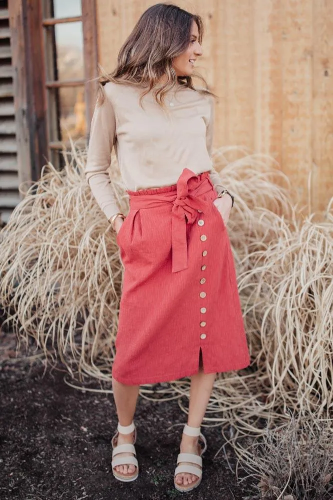 Ginger Midi Skirt in Rust