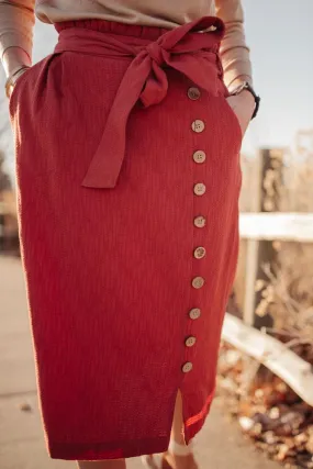 Ginger Midi Skirt in Rust