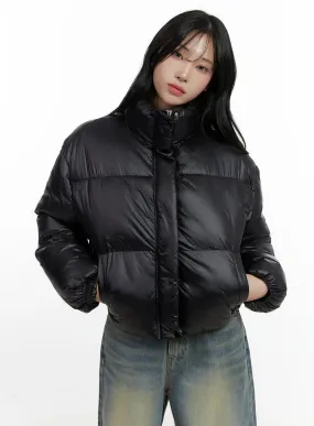 Glossy Crop Puffer Jacket CN407