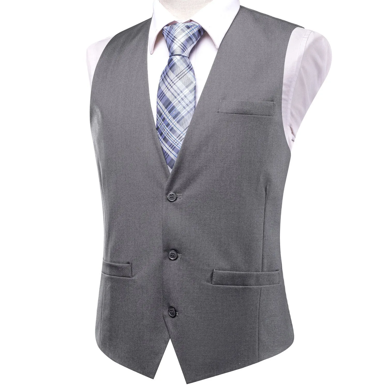 Grey Cotton Solid Splicing Jacquard Men's Vest