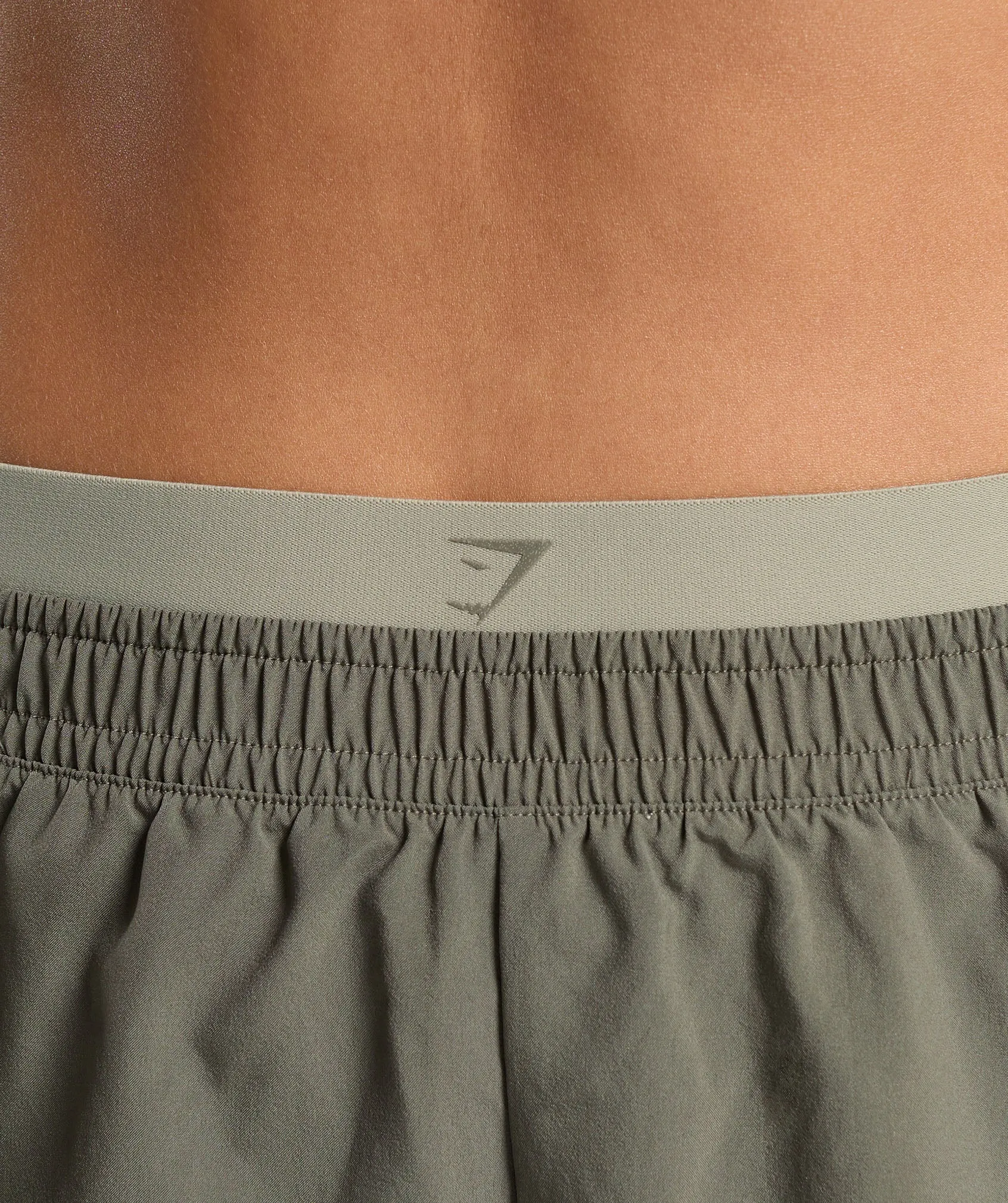 Gymshark Double Waistband Shorts - Base Green/Chalk Green