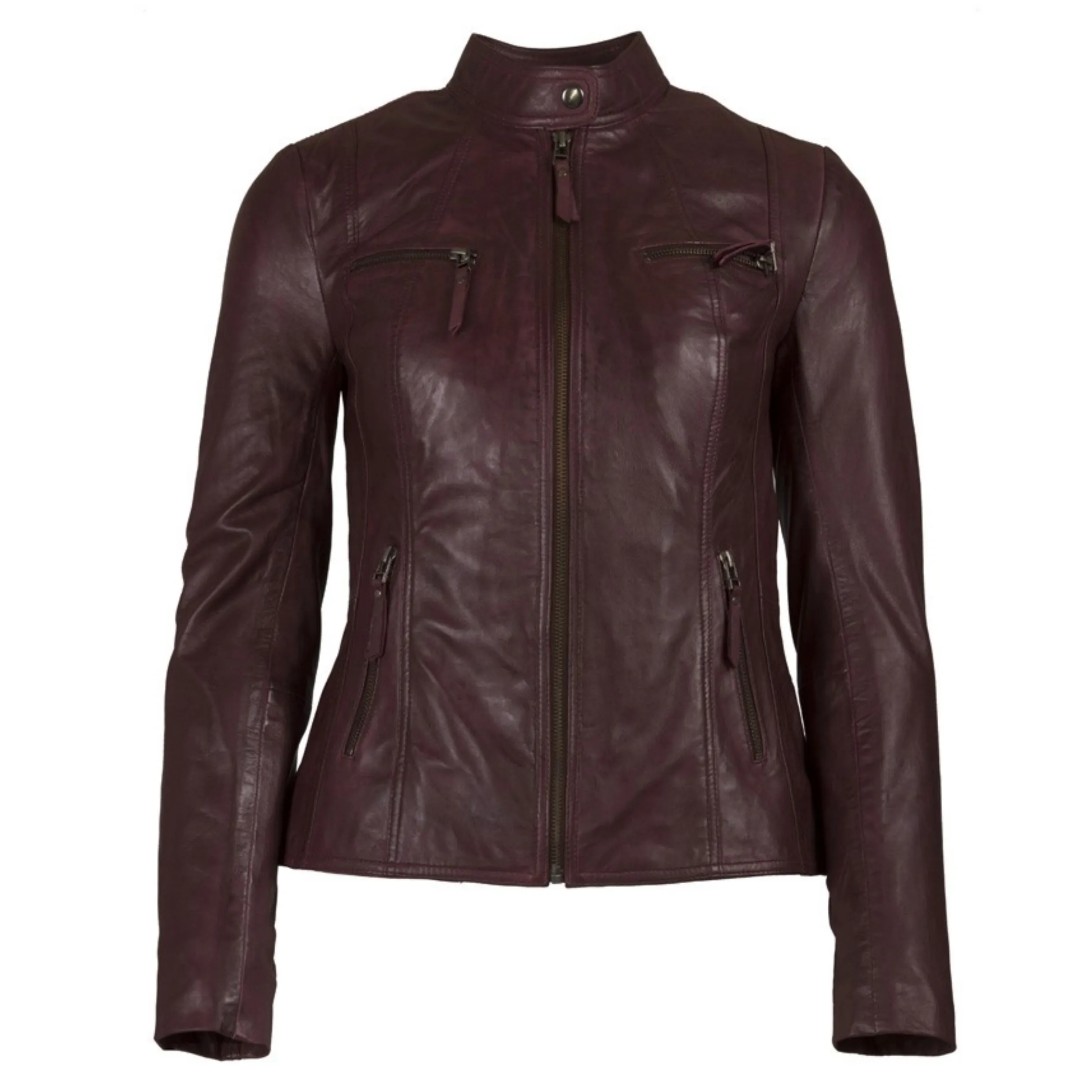 Helium F.Celine Waxed Lamb Nappa Leather Jacket in Wine