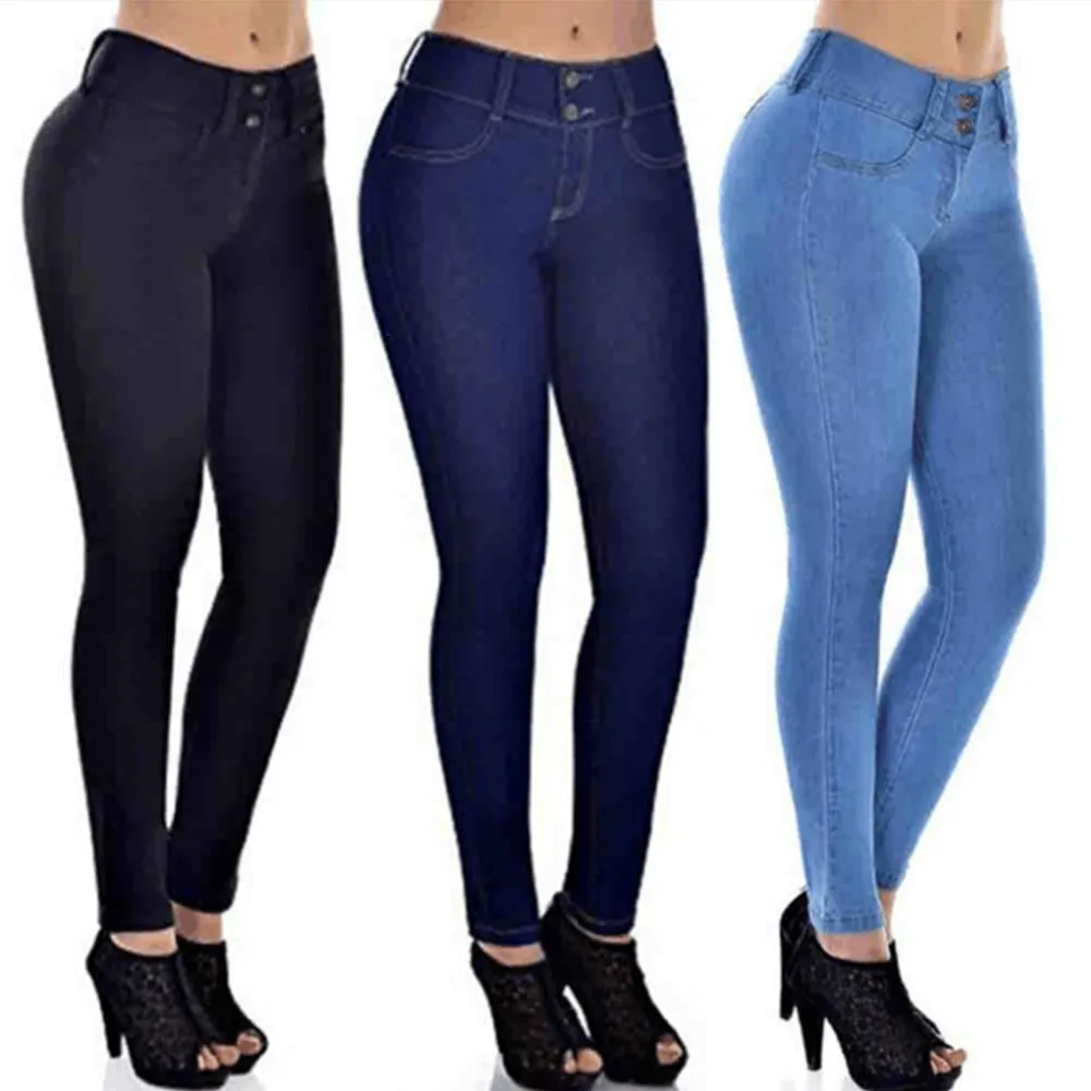 High Waist Stretch Denim Pants