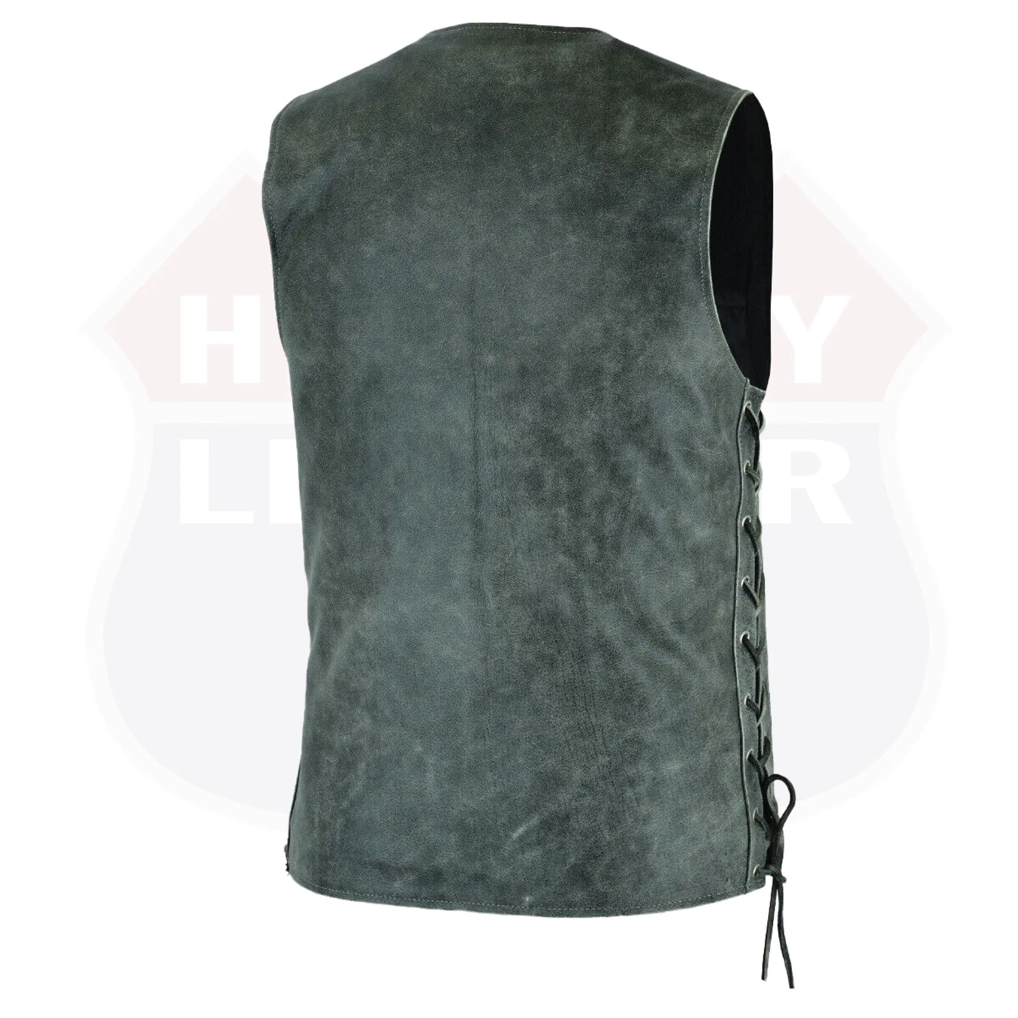 HL2611Grey Straight bottom Gray Gun pocket Leather Vest