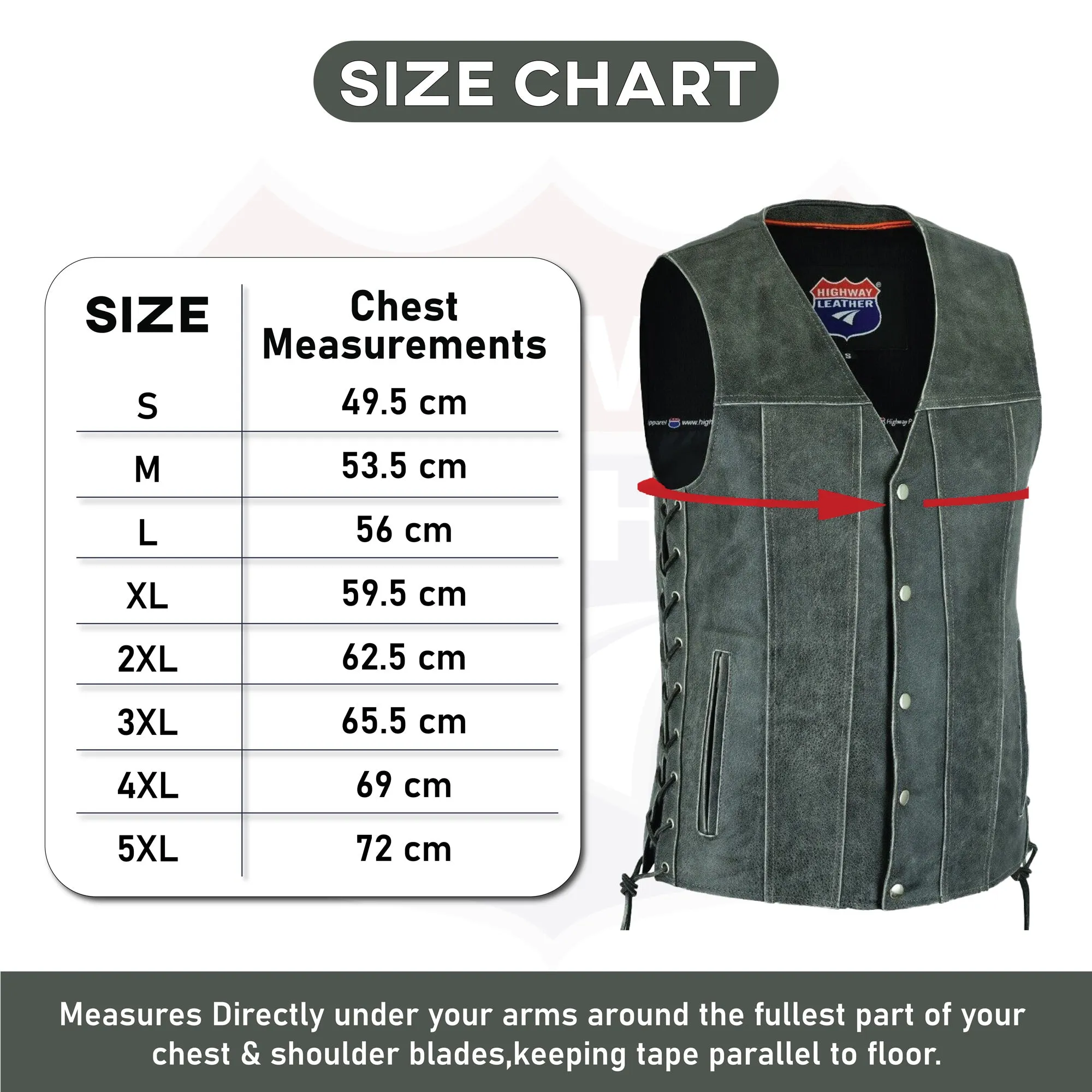 HL2611Grey Straight bottom Gray Gun pocket Leather Vest