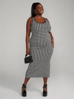 Houndstooth Bodycon Sweater Dress