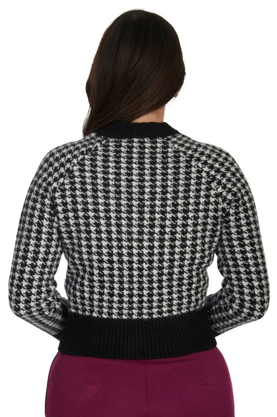 Houndstooth Cardigan in Black & White by Banned Apparel