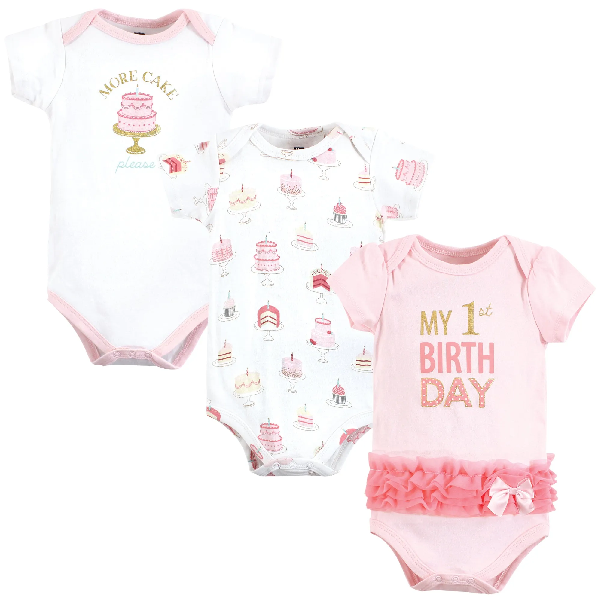 Hudson Baby Cotton Bodysuits, Birthday Cake