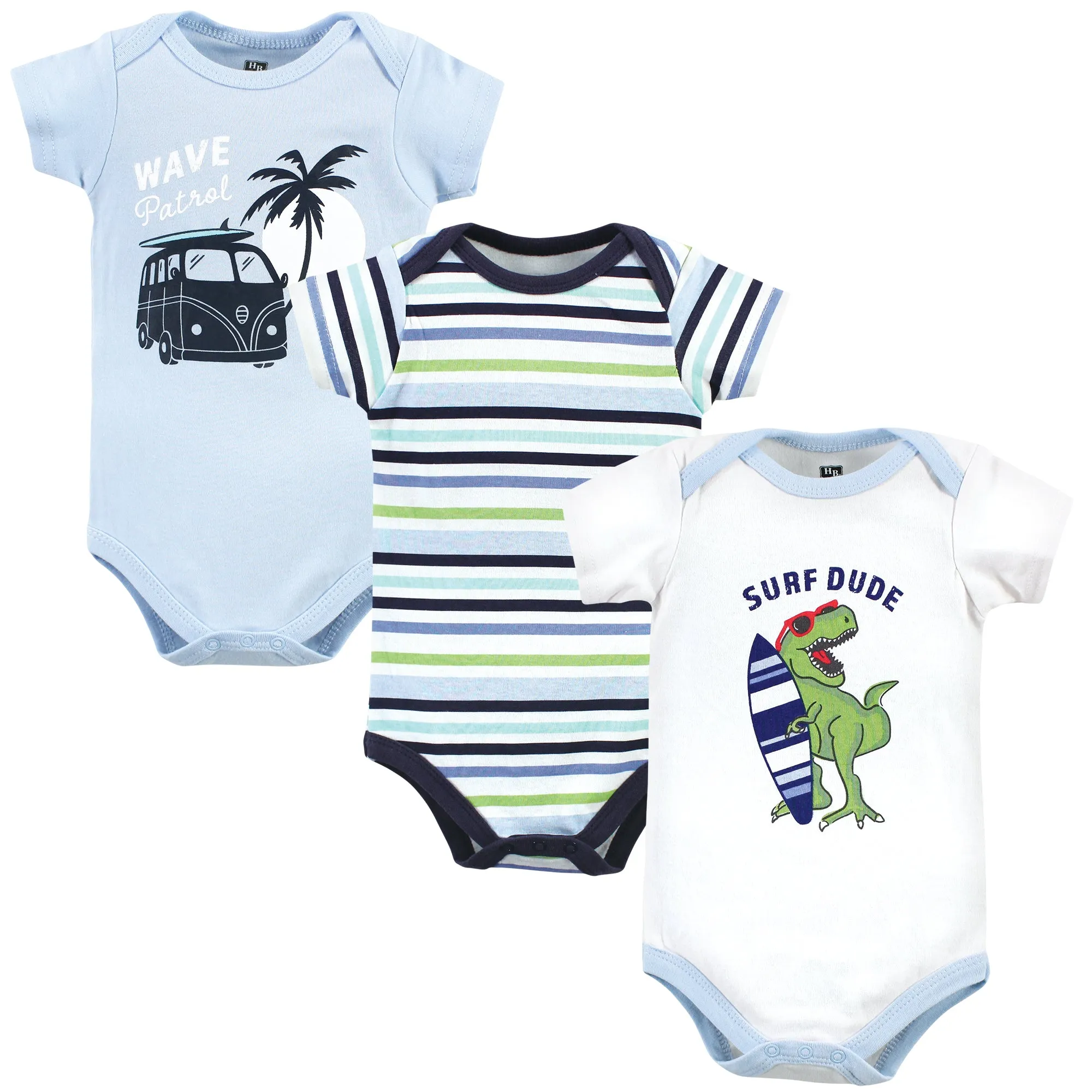 Hudson Baby Cotton Bodysuits, Surf Dude