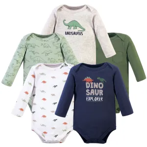 Hudson Baby Cotton Long-Sleeve Bodysuits, Dinosaur Explorer 5-Pack