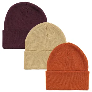 Hudson Baby Knit Cuffed Beanie 3pk, Rust