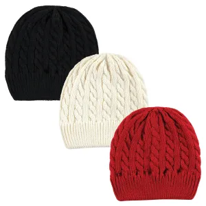 Hudson Baby Knitted Caps 3pk, Black Red