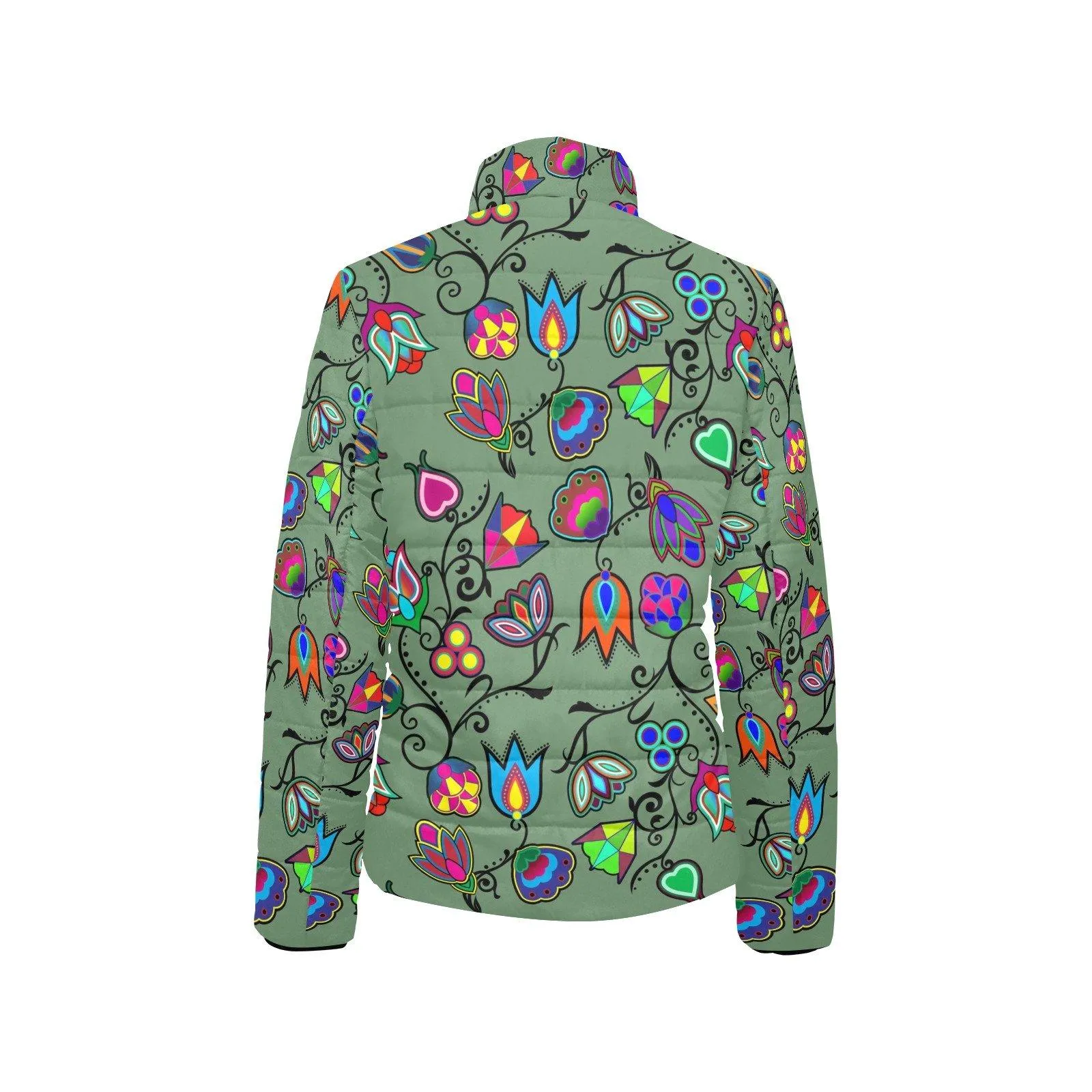 Indigenous Paisley Dark Sea Women's Stand Collar Padded Jacket