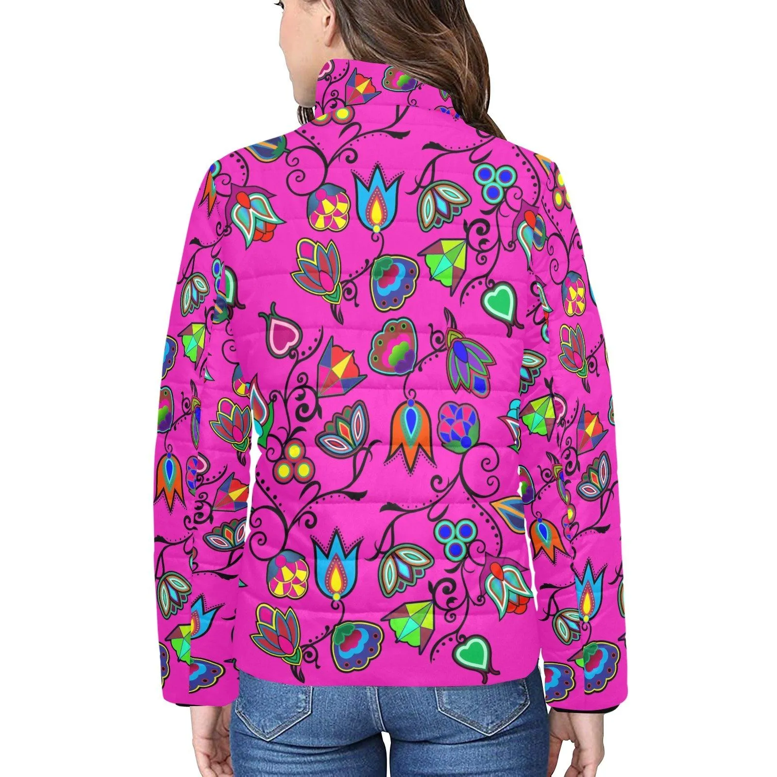 Indigenous Paisley Women's Stand Collar Padded Jacket