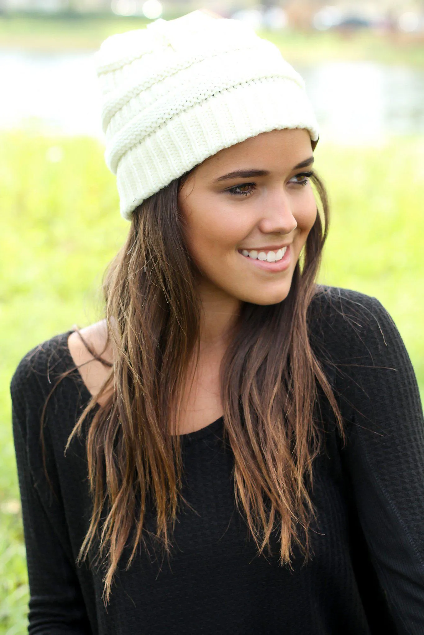 Ivory Knit Beanie