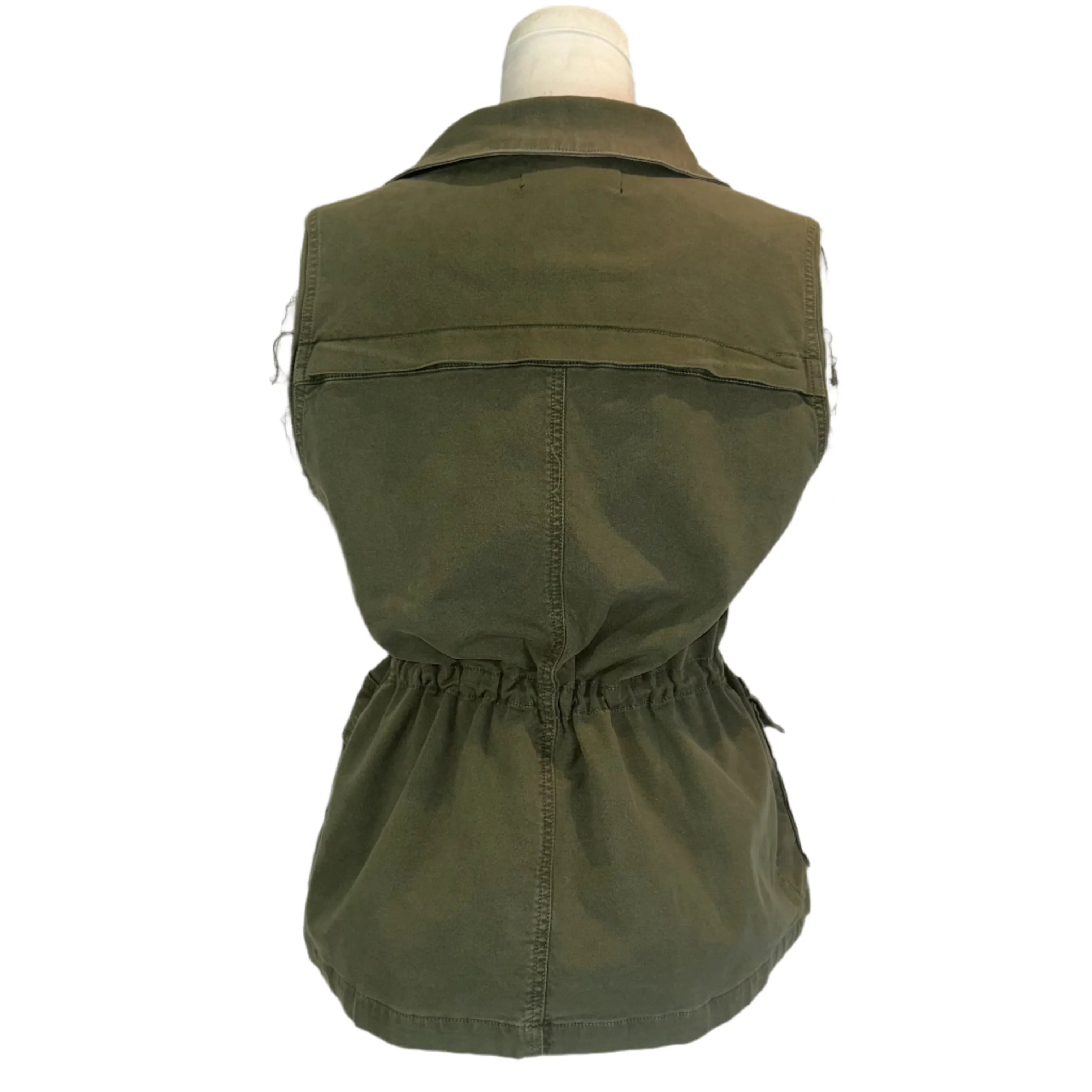 J Brand New Olive Drill Cotton Drawstring Safari Gilet S