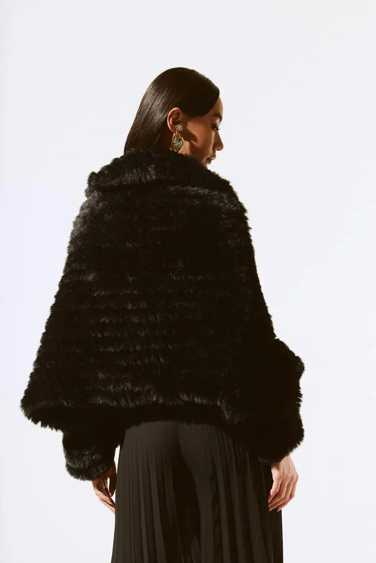 Joseph Ribkoff Black Faux Fur Cover-up