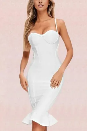 Joy Bandage Midi Dress - Pearl White