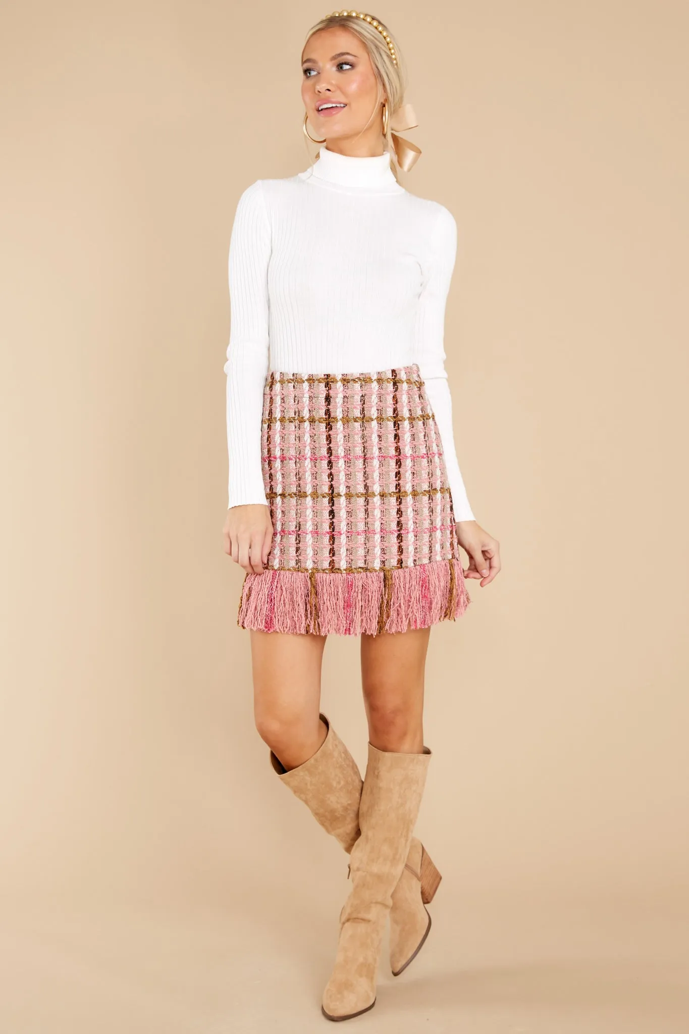 Just Classy Pink Tweed Skirt