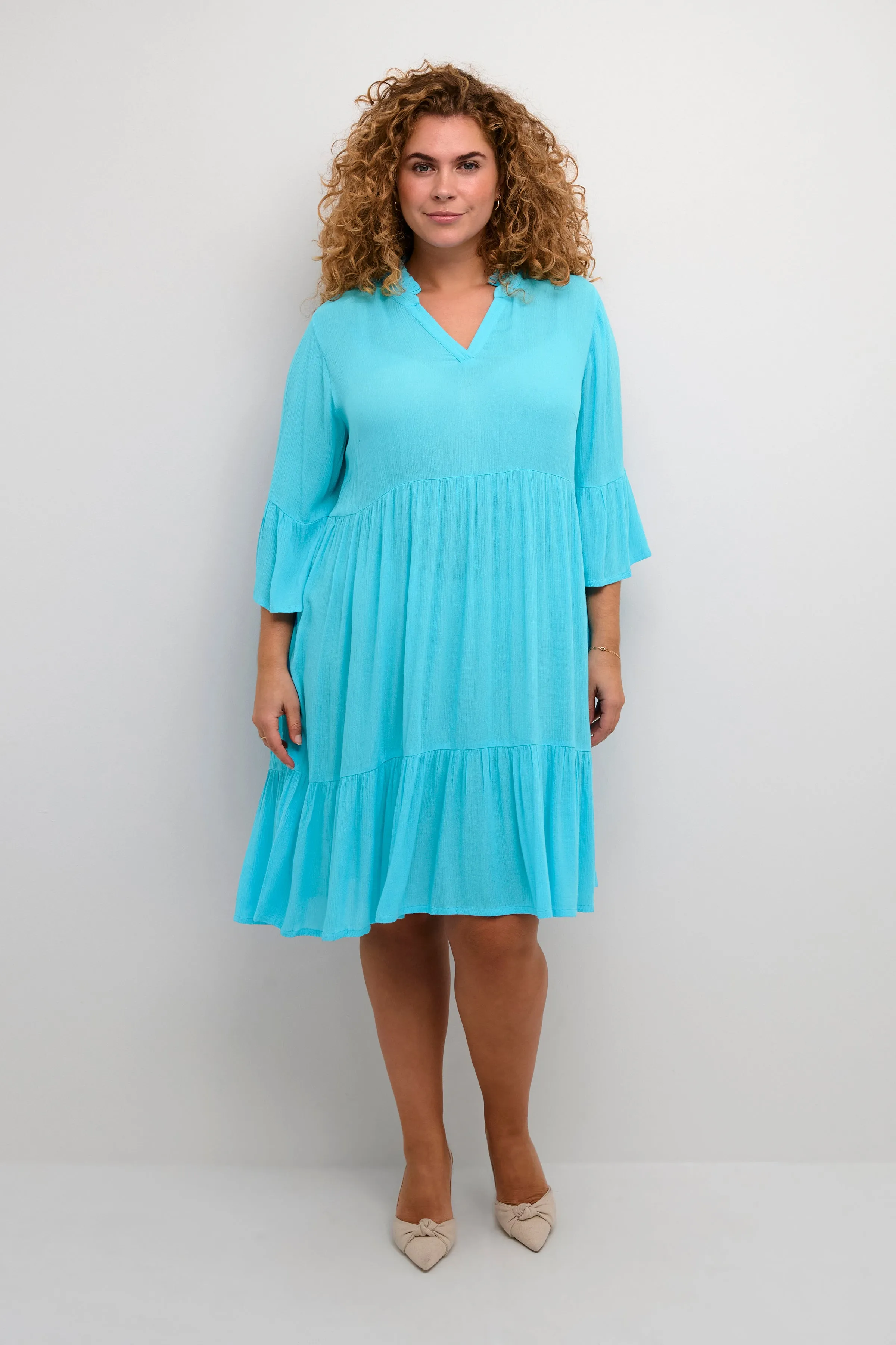 Kaffe Curve Mariana Dress in Turquoise