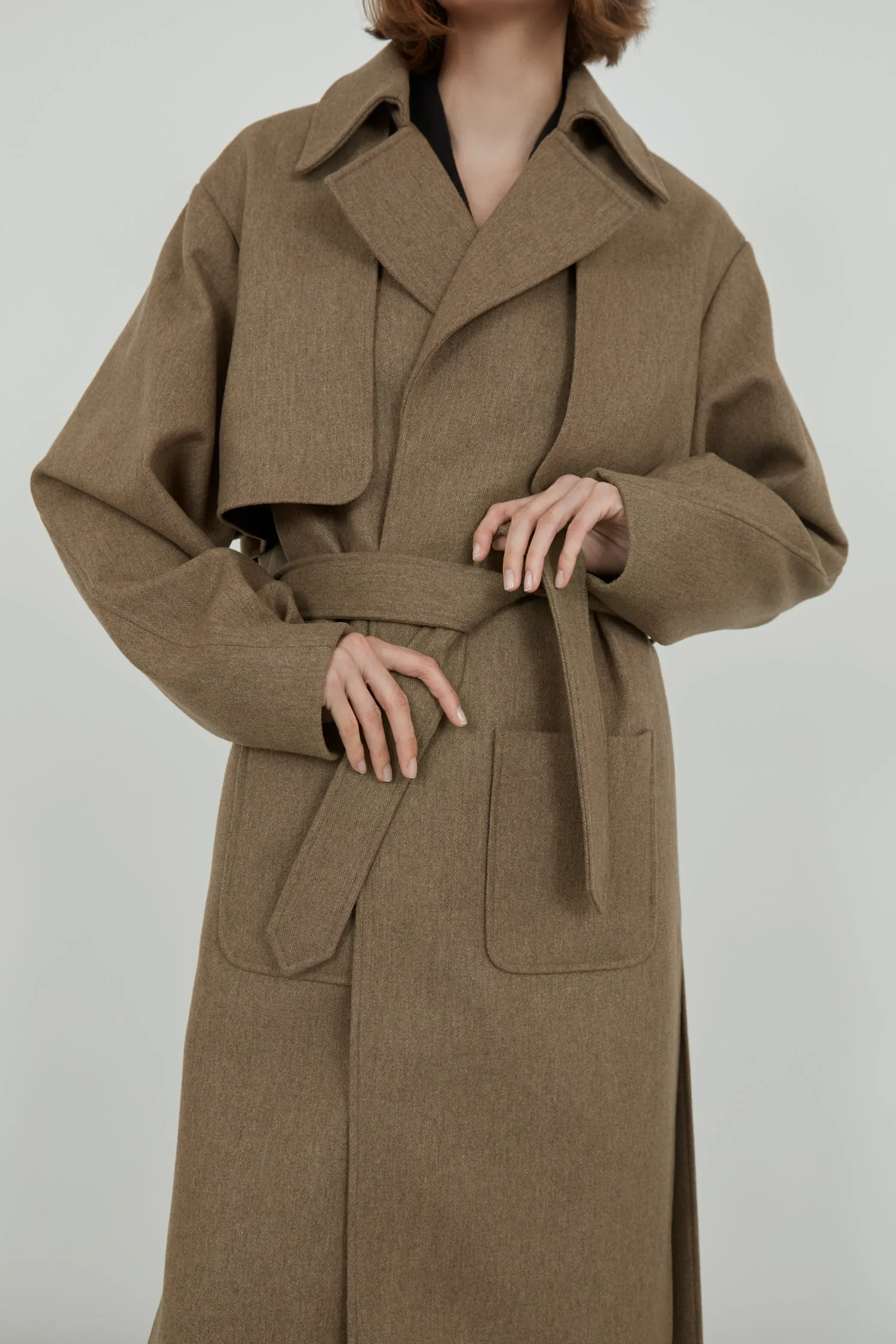 Karin coat | Ashy brown - Recycled wool blend