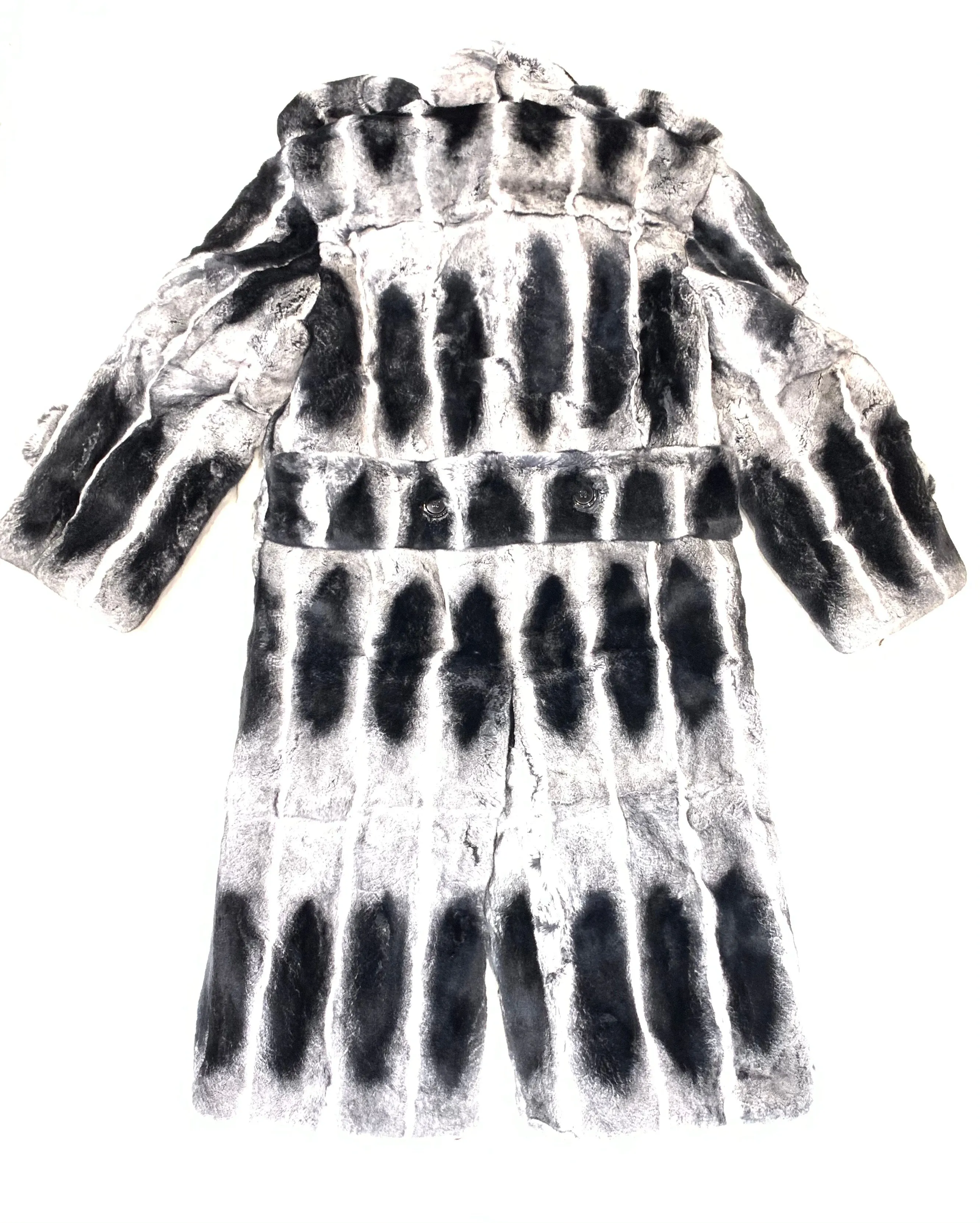 Kashani Men's Full Length Rex Chinchilla Trench Fur Coat