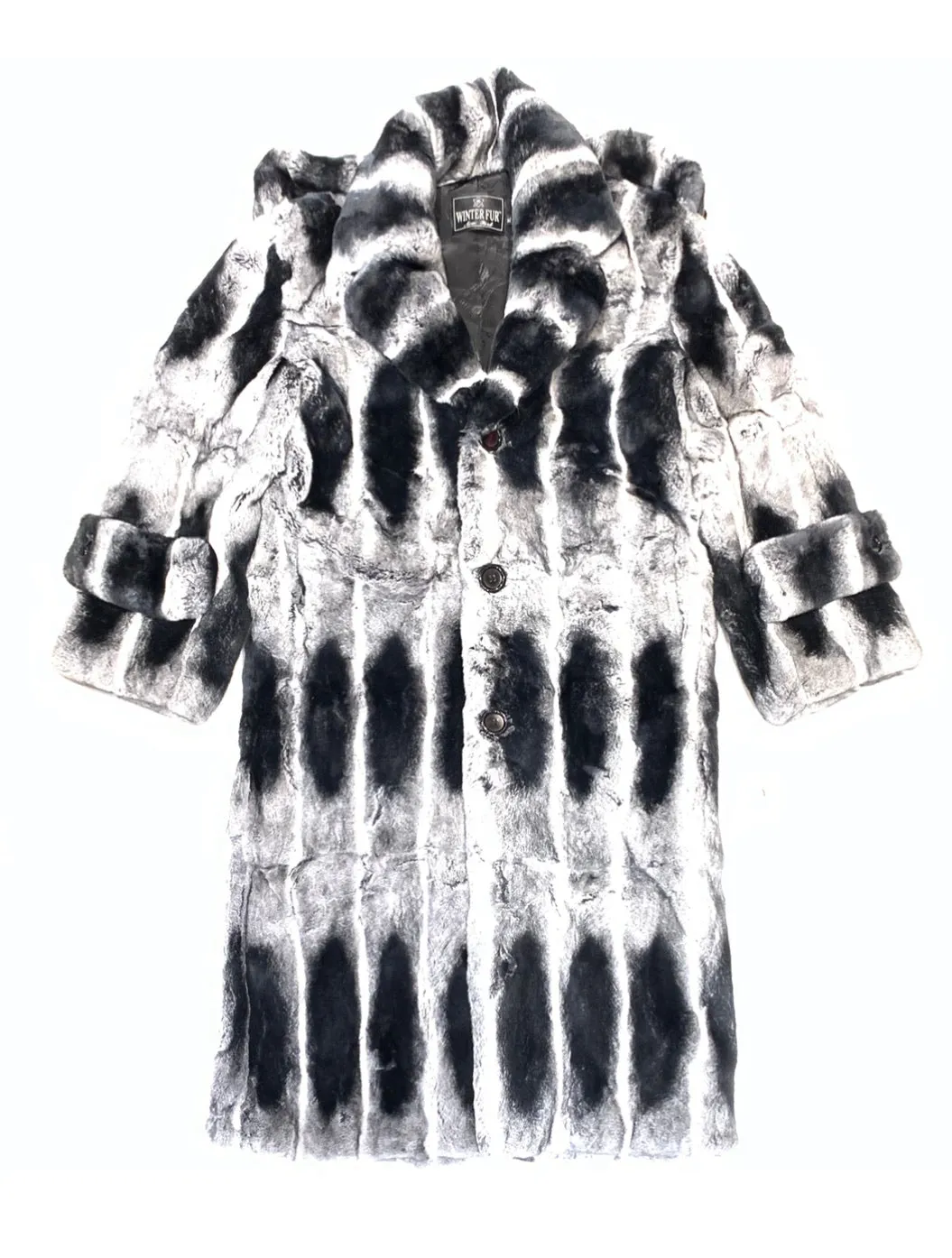 Kashani Men's Full Length Rex Chinchilla Trench Fur Coat