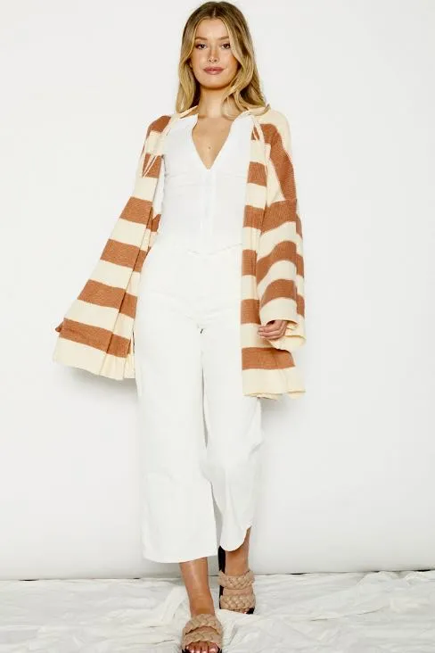 Kimono Cardigan - Brown/Cream