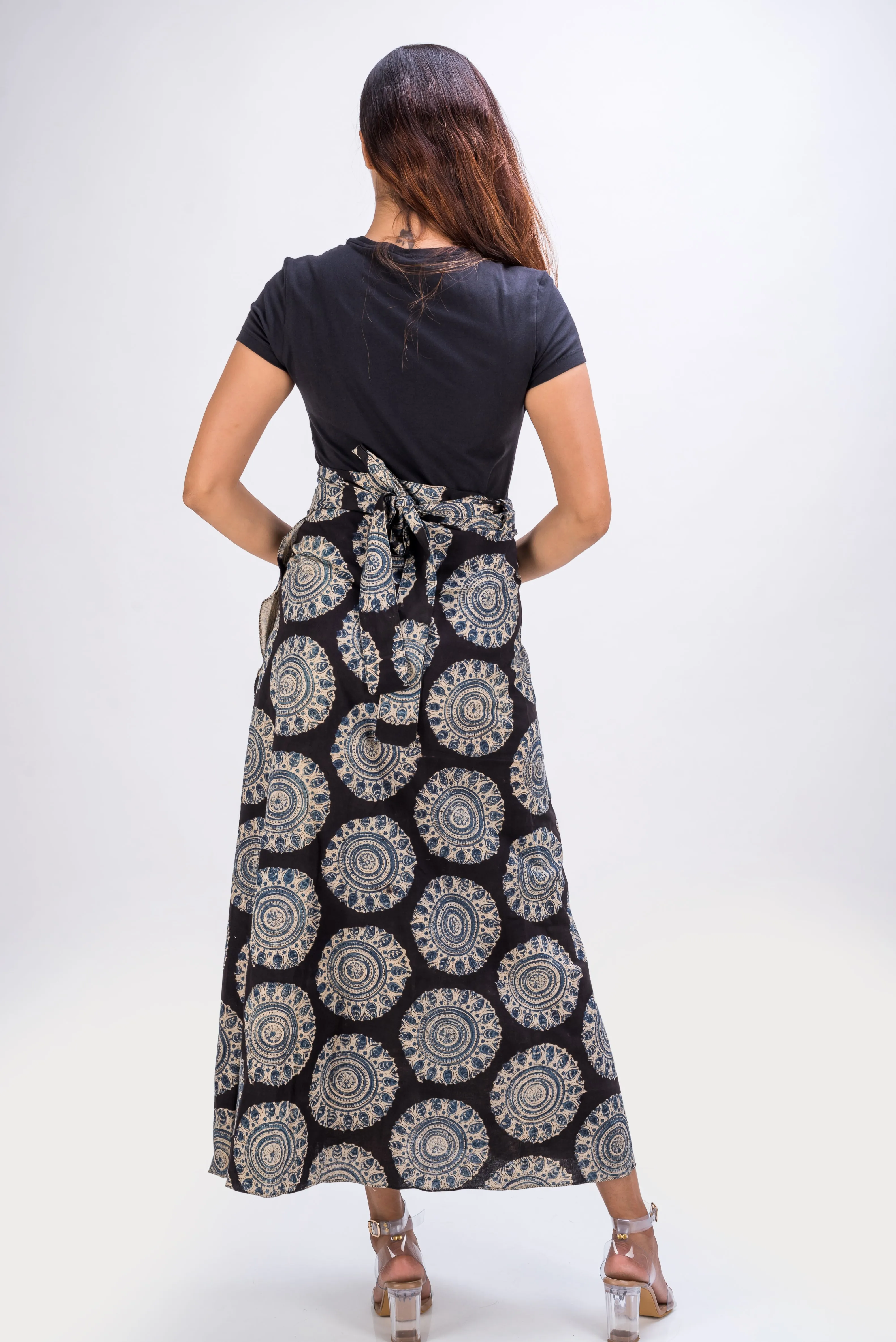 KK3015 Wrap Skirt - Circles Blue