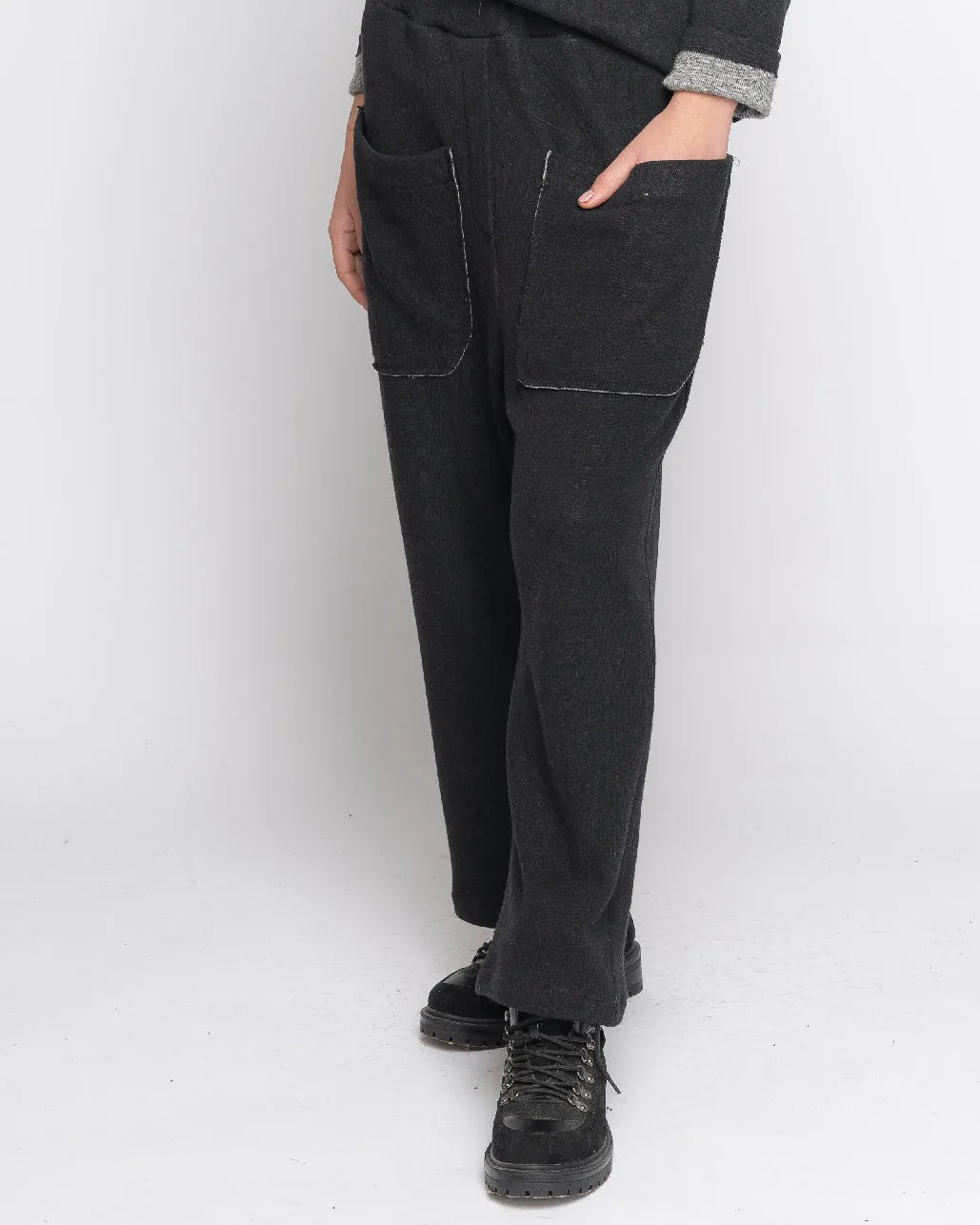 Knit Raw Patch Pocket Elastic Sweatpant