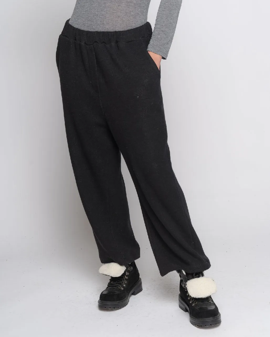 Knit Raw Patch Pocket Elastic Sweatpant