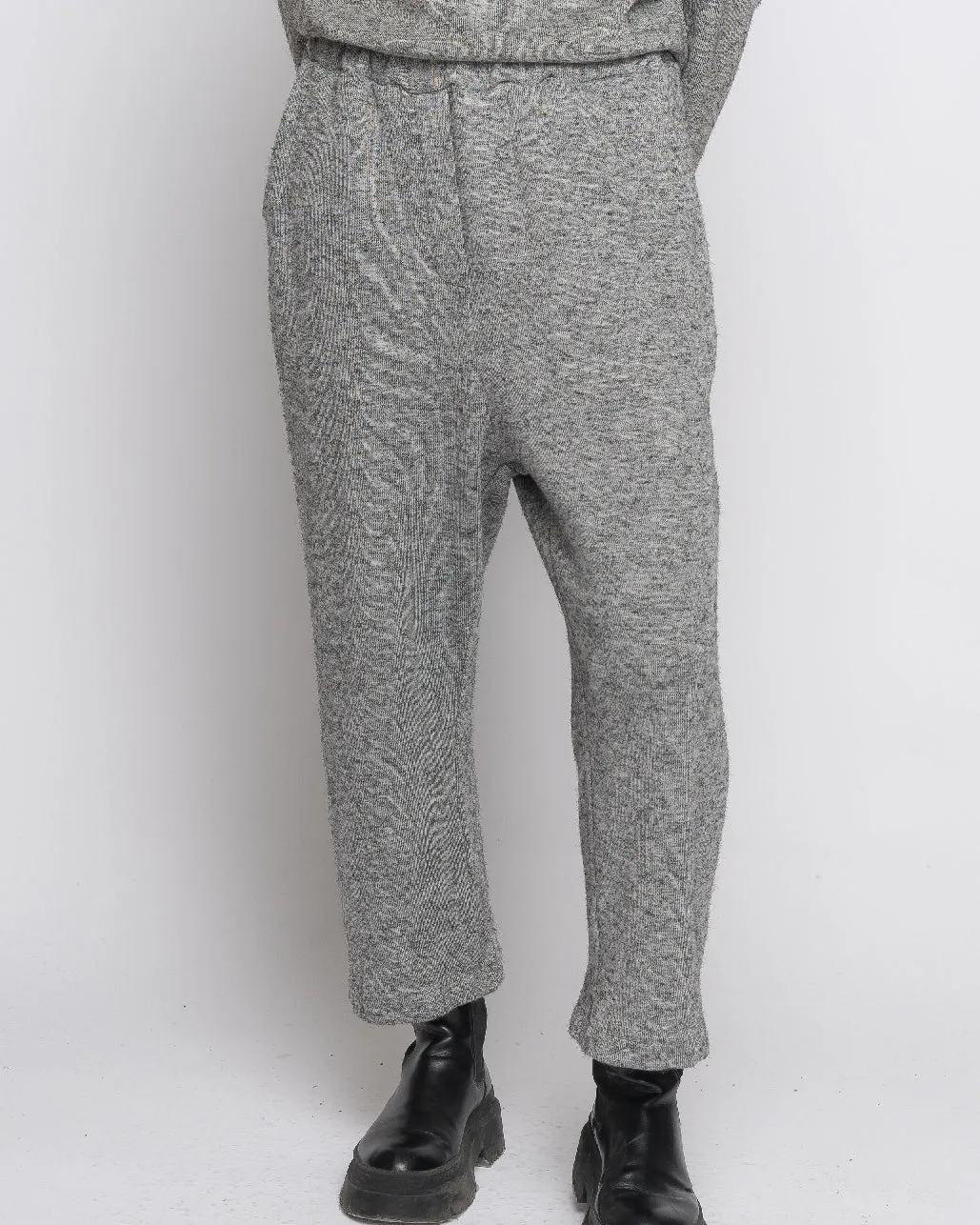 Knit Raw Patch Pocket Elastic Sweatpant