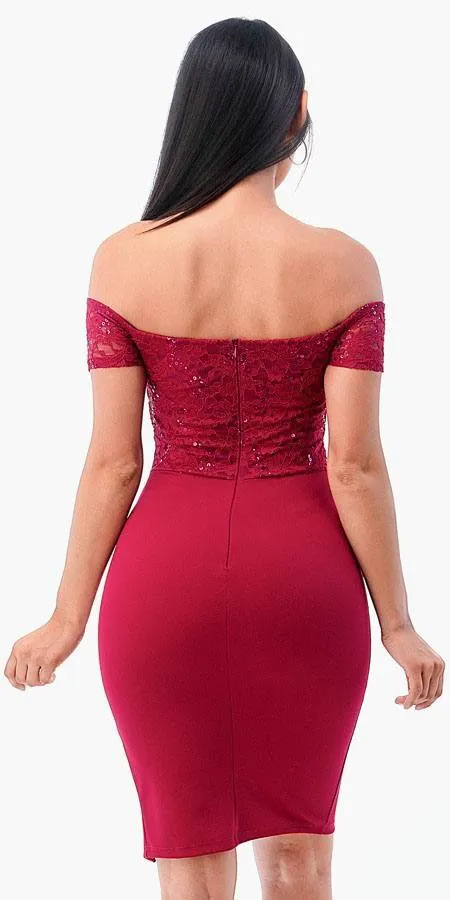 La Scala 25558 Short Off the Shoulder Fitted Cocktail Dress