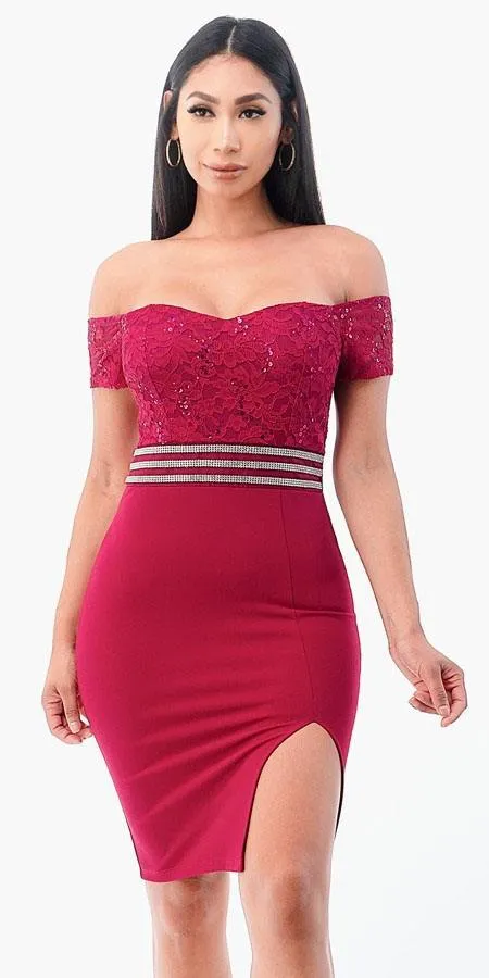 La Scala 25558 Short Off the Shoulder Fitted Cocktail Dress