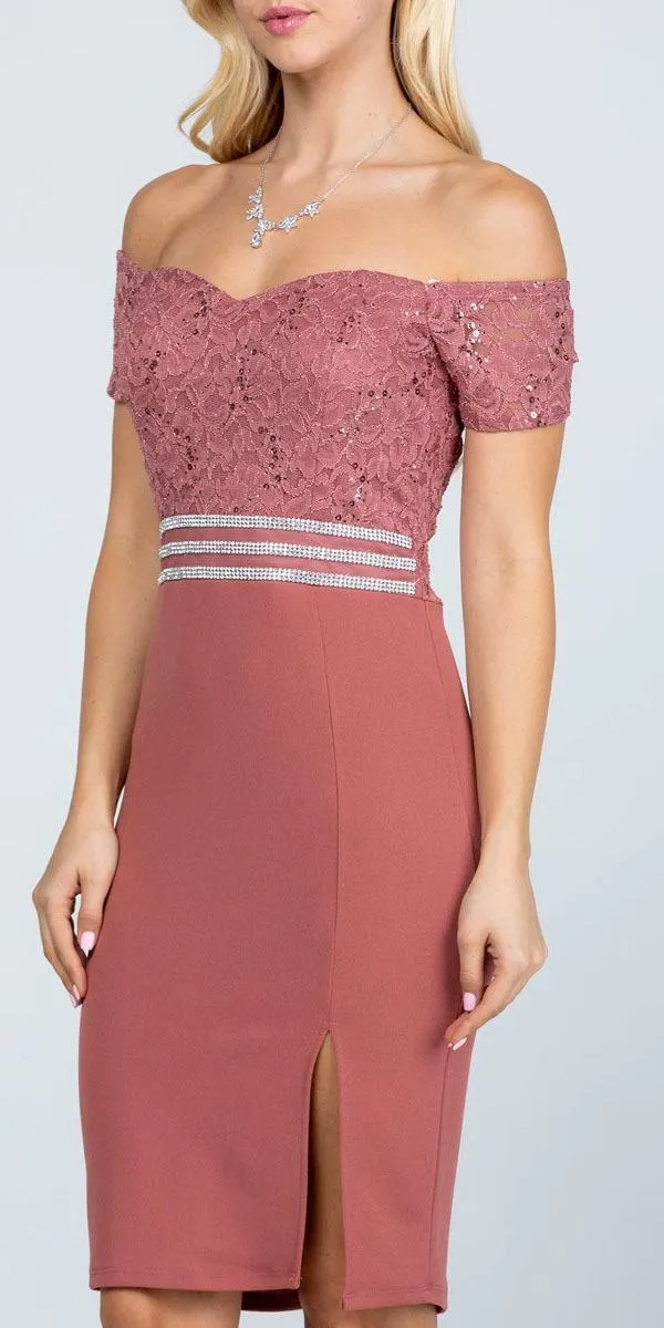 La Scala 25558 Short Off the Shoulder Fitted Cocktail Dress