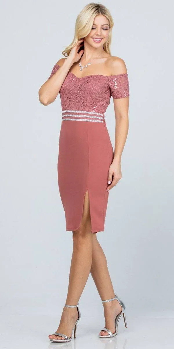 La Scala 25558 Short Off the Shoulder Fitted Cocktail Dress