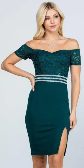 La Scala 25558 Short Off the Shoulder Fitted Cocktail Dress