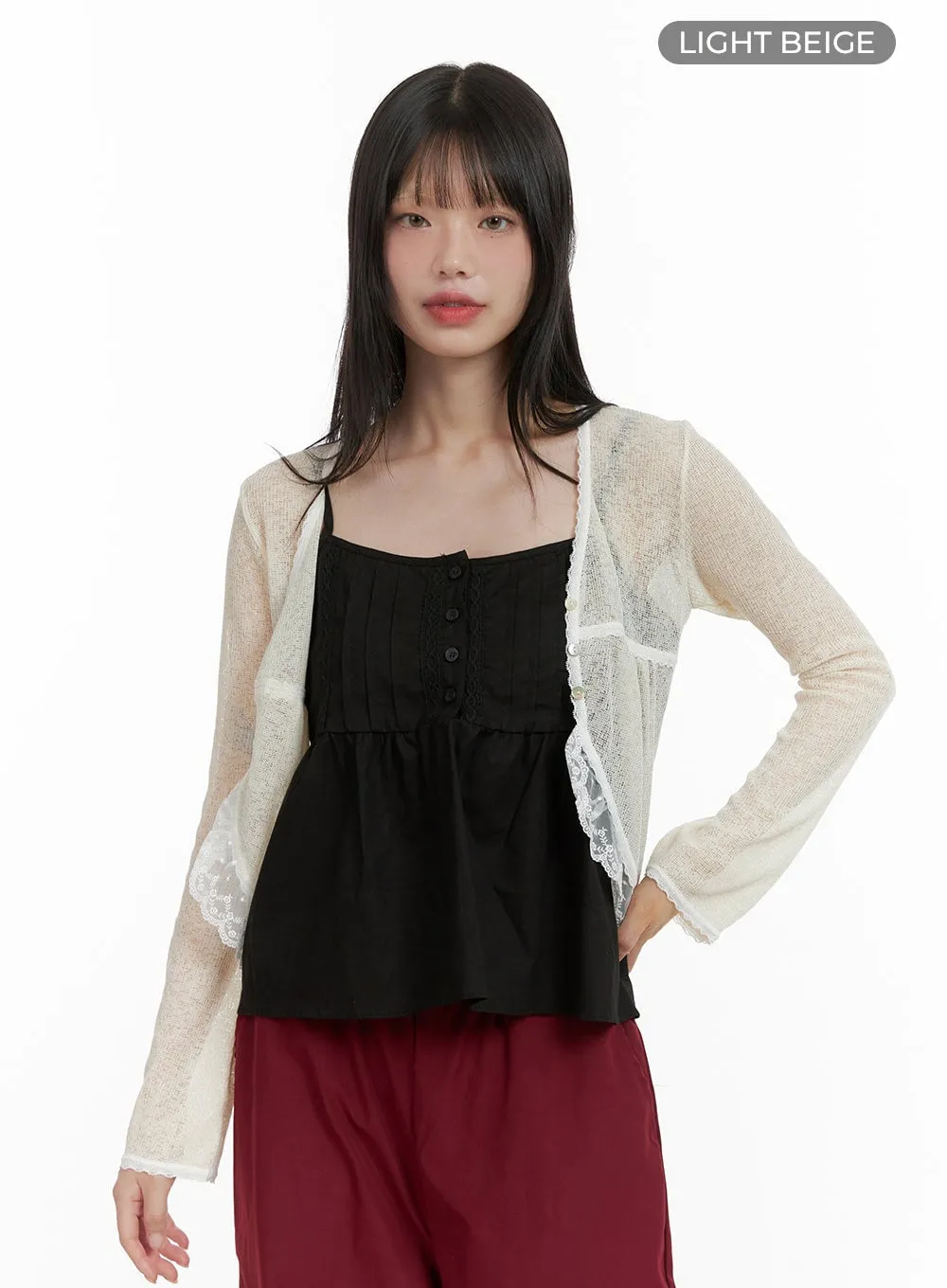 Lace Hem Cardigan CL412