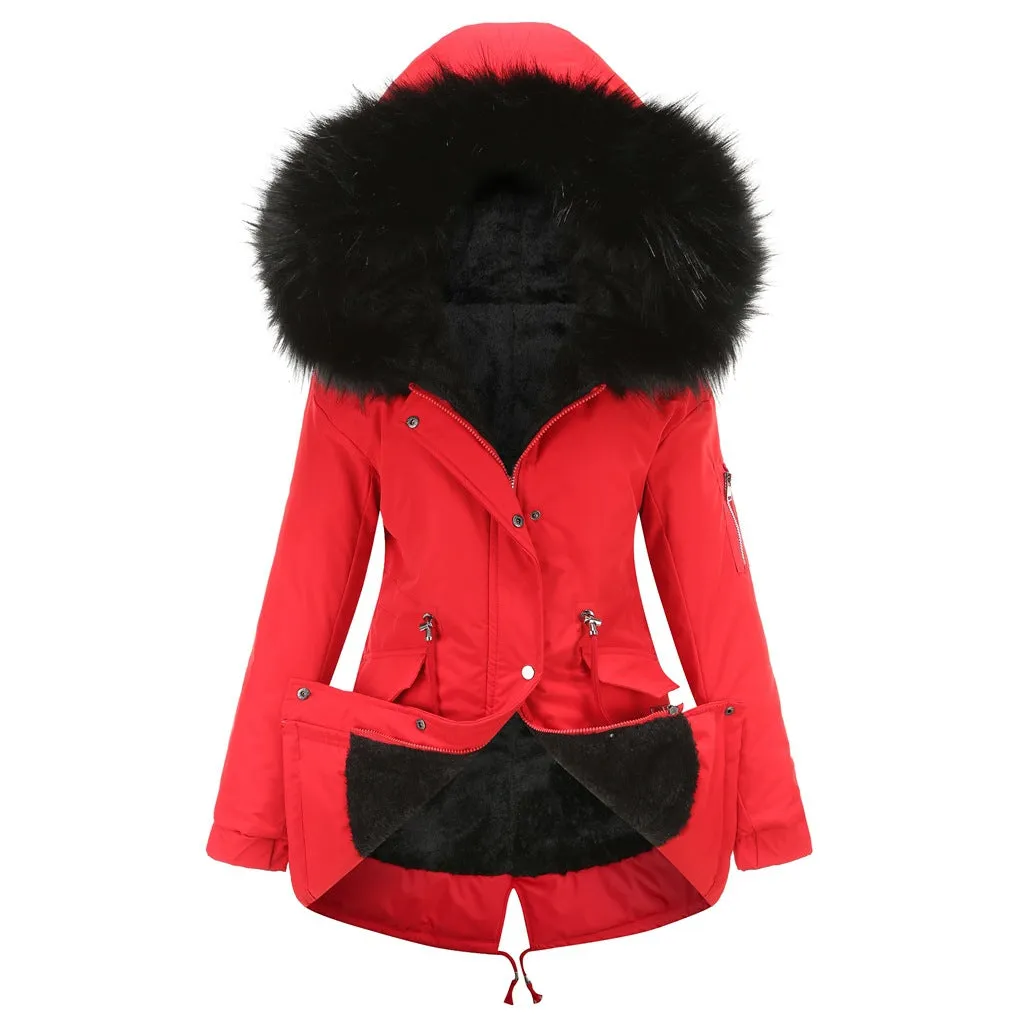 Large fur collar padded women's padded jacket