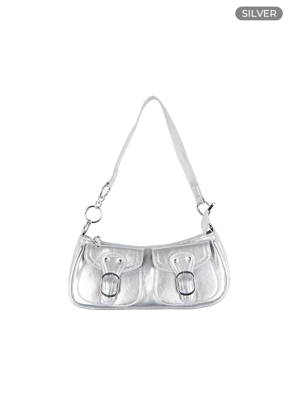 Leather Buckle Pocket Shoulder Bag CG423