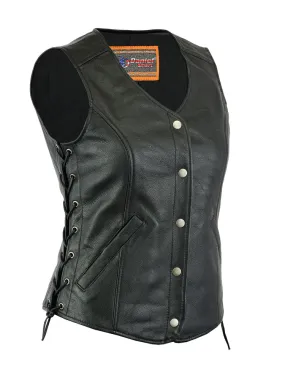 Leather Women's Lightweight Open Neck Vest