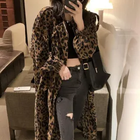 Leopard Print Trench Coat Women's Mid-length