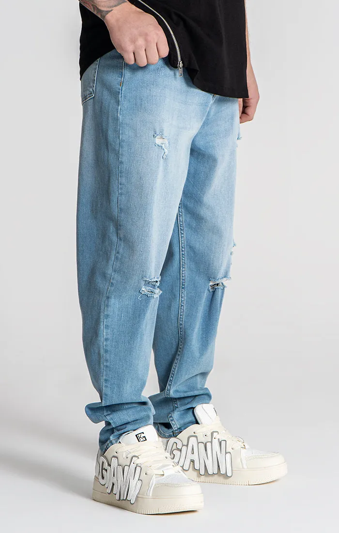 Light Blue GK Ripped Carrot Jeans