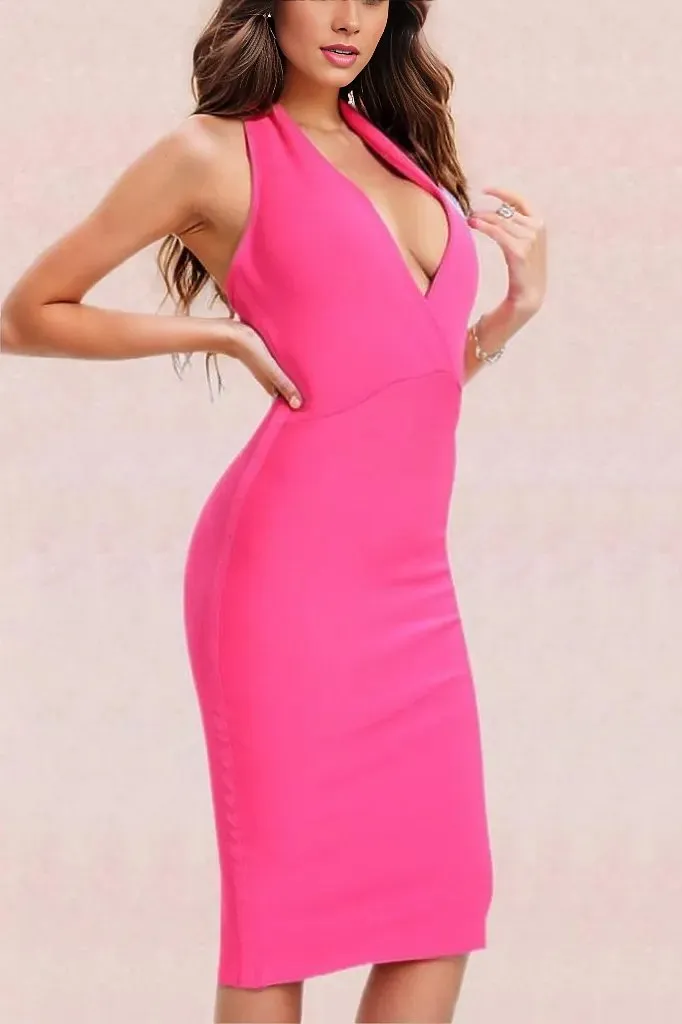 London Bandage Dress - Hot Pink