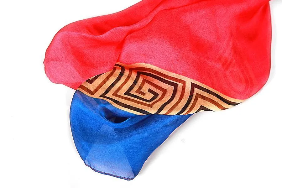 Long Chiffon Scarf Blue and Red CHL104