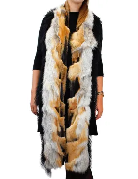 LONG RED FOX AND MONGOLIAN LAMB FUR SCARF